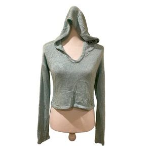 Mink Pink Cropped Knit Hoodie Small